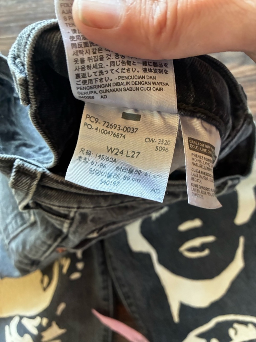 Custom Art Denim Levi’s Ribcage Black Straight Leg Jeans One of a Kind W24 - Picture 3 of 10